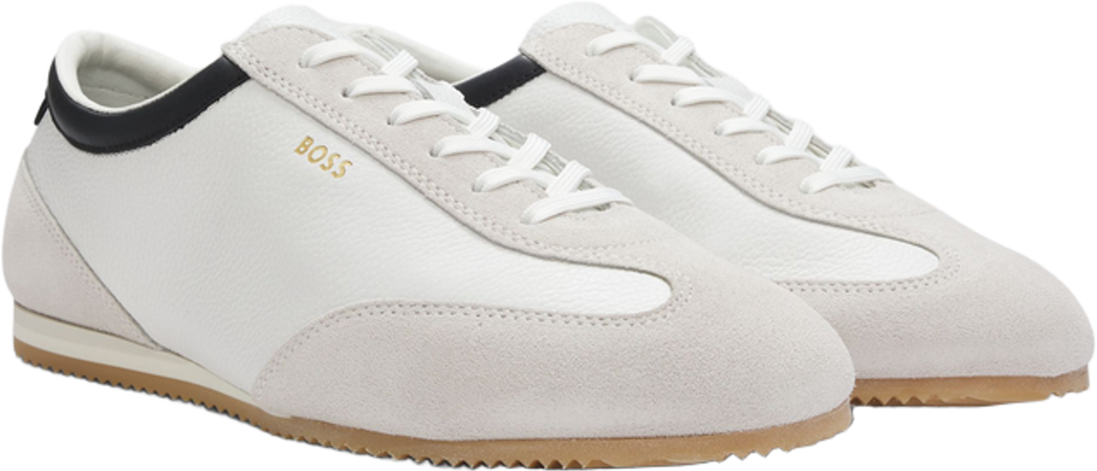 Hugo Boss Leather Trainers With Suede Trims