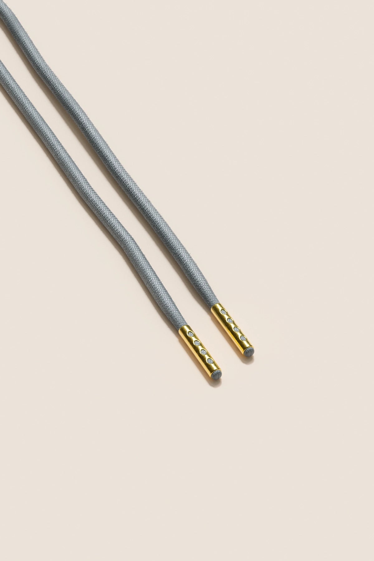 Senkels Aluminium Grey 4mm Round Waxed Shoelaces with Gold Aglets