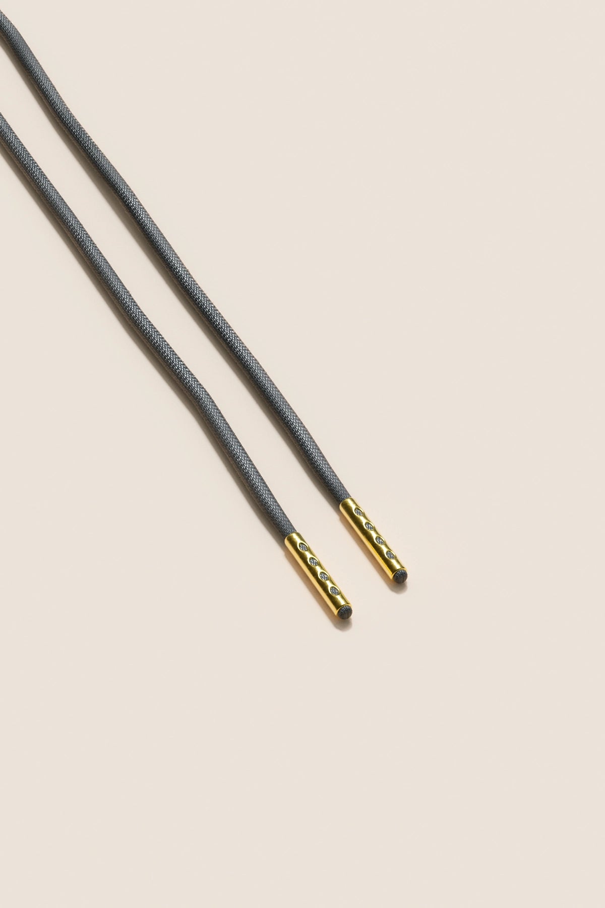 Senkels Charcoal 2.5mm Round Waxed Shoelaces with Gold Aglets