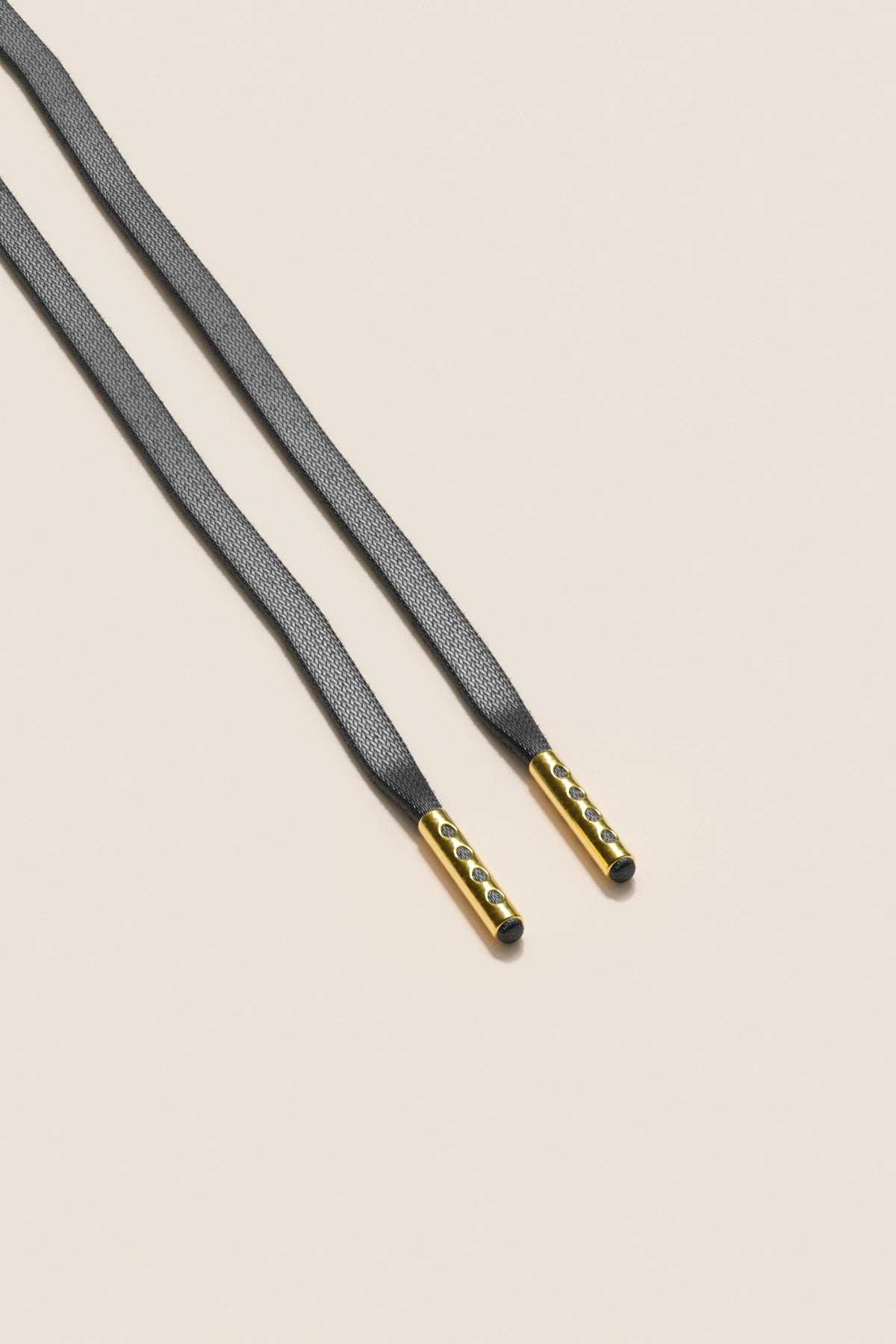 Senkels Charcoal 3mm Flat Waxed Shoelaces with Gold Aglets