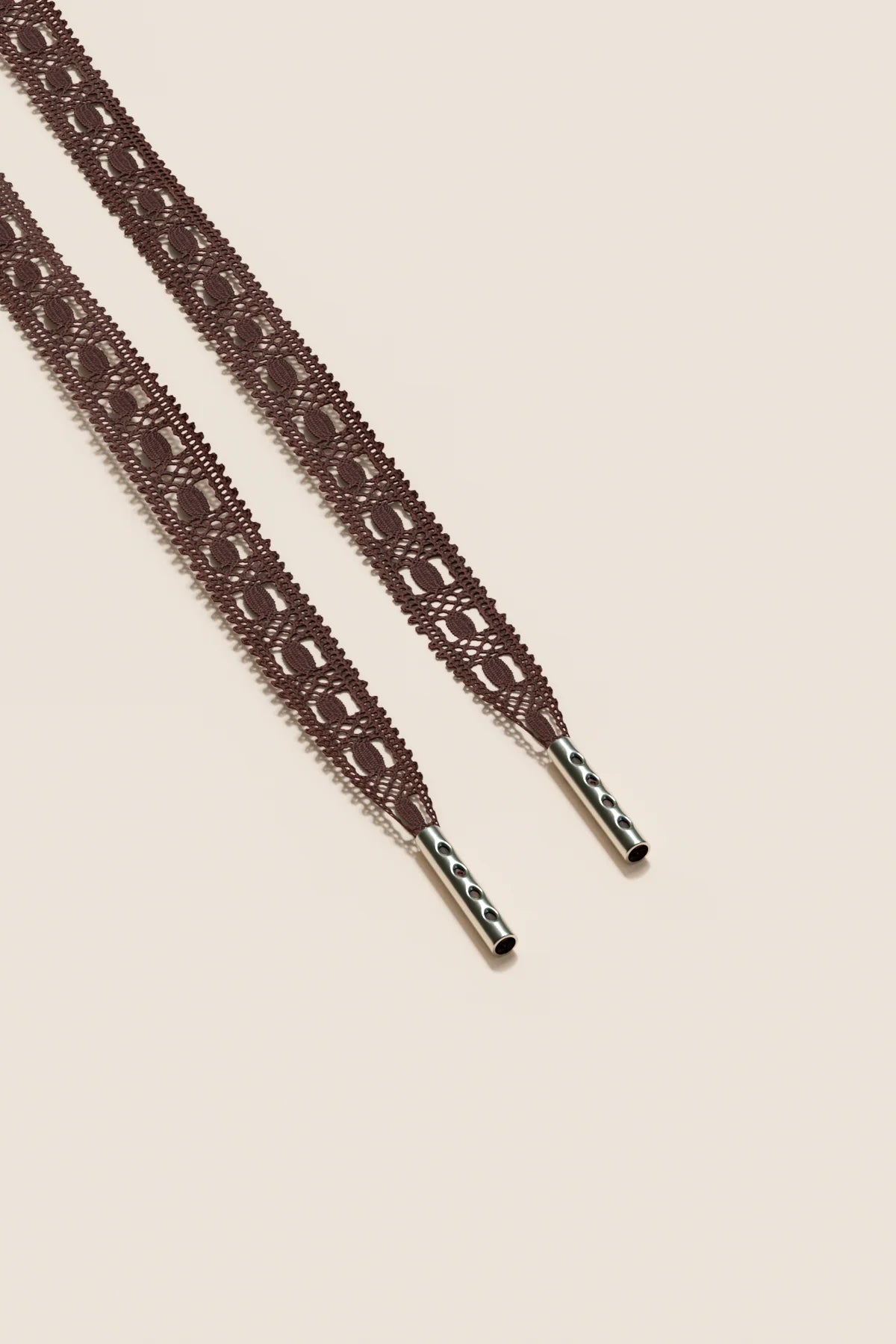 Senkels Chocolate Brown Crochet Shoelaces with Nickel Aglets