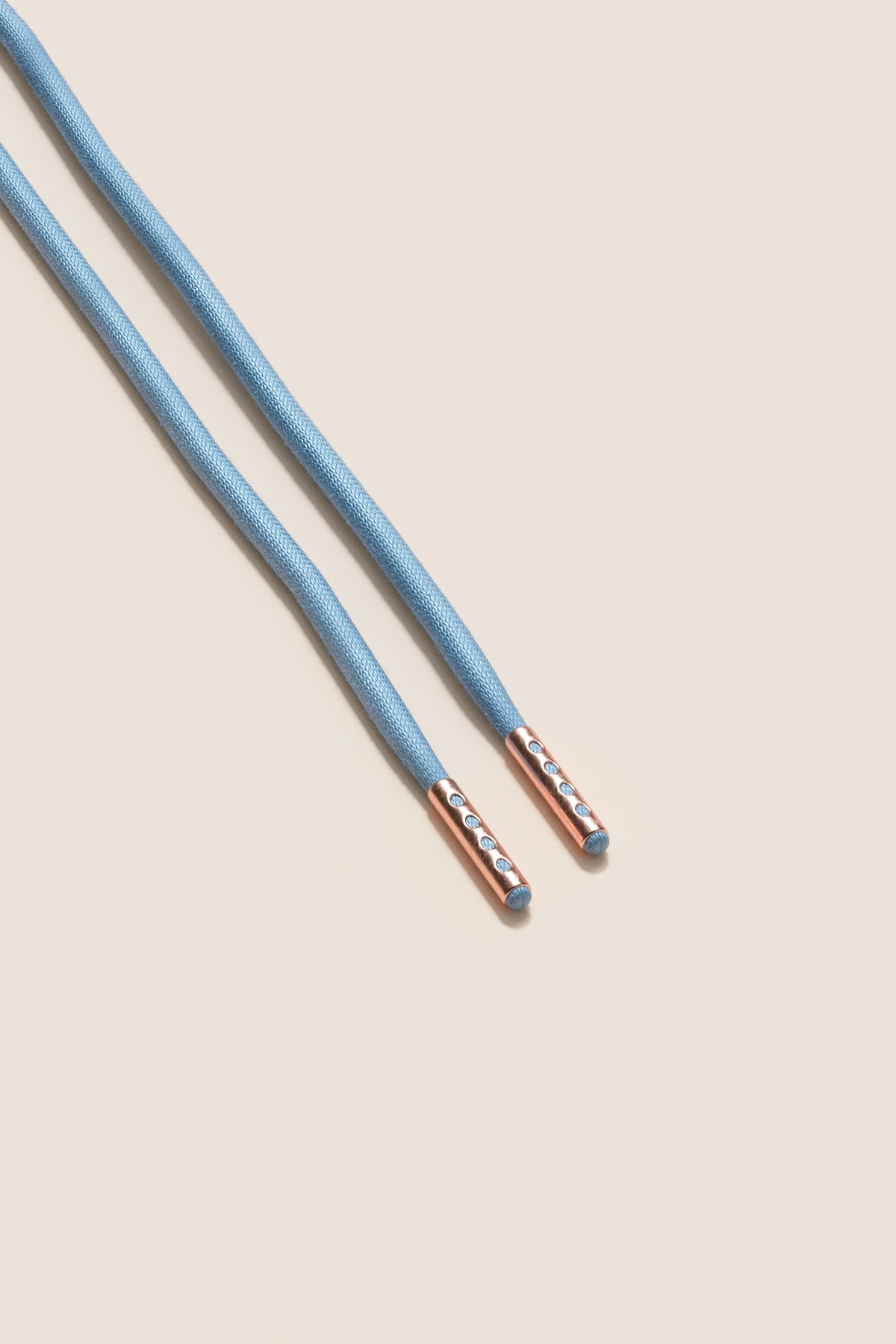 Senkels Light Blue 4mm Round Waxed Shoelaces with Rose Gold Aglets