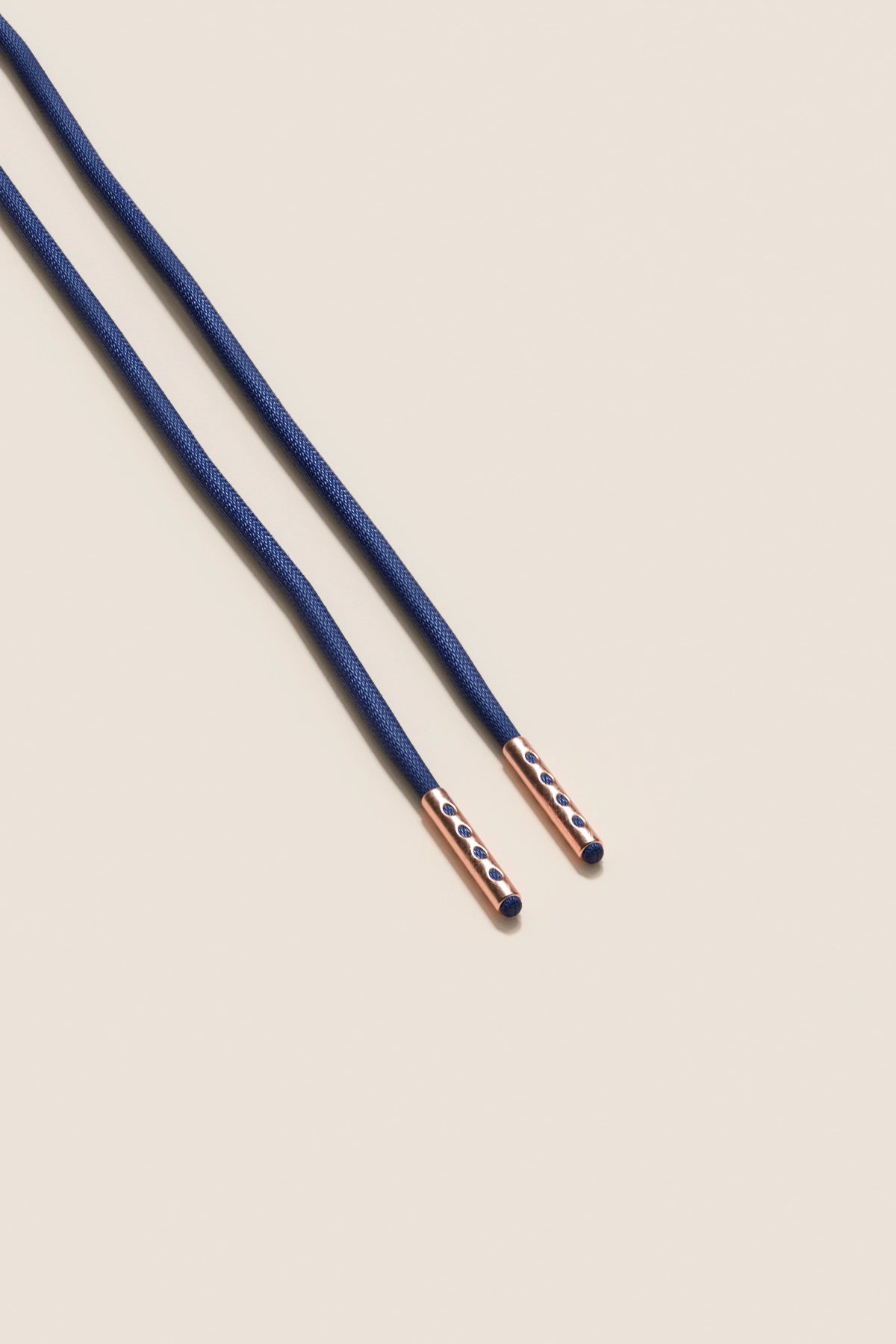 Senkels Navy 2.5mm Round Waxed Shoelaces with Rose Gold Aglets
