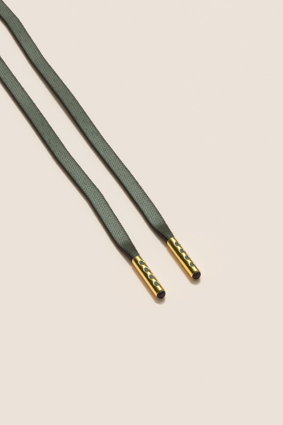 Senkels Olive Green 3mm Flat Waxed Shoelaces with Gold Aglets