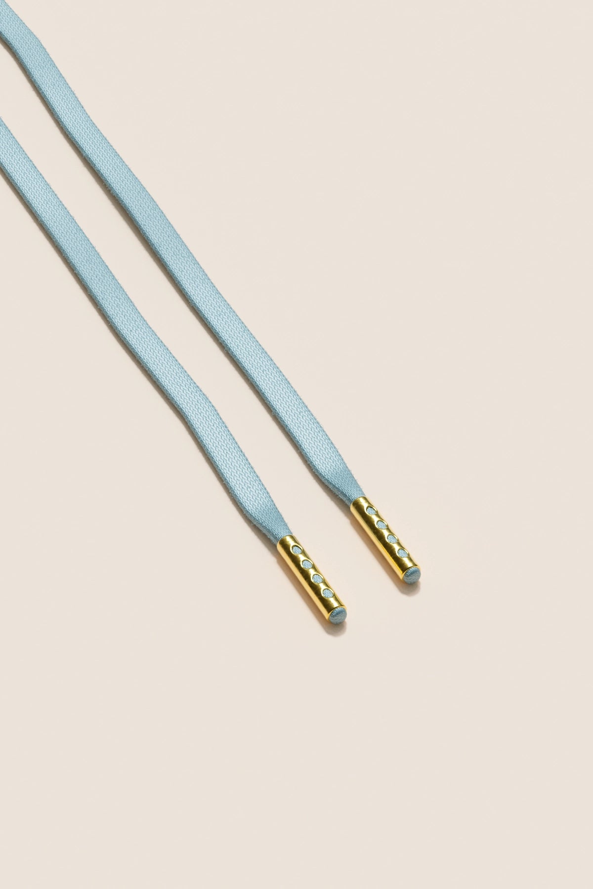 Senkels Pastel Blue 3mm Flat Waxed Shoelaces with Gold Aglets