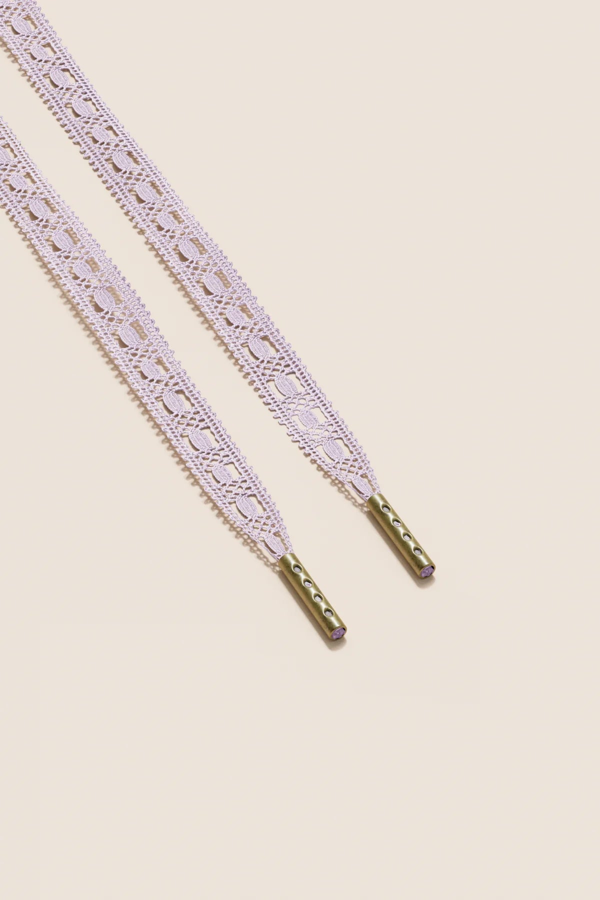 Senkels Pastel Pink Crochet Shoelaces with Brass Aglets