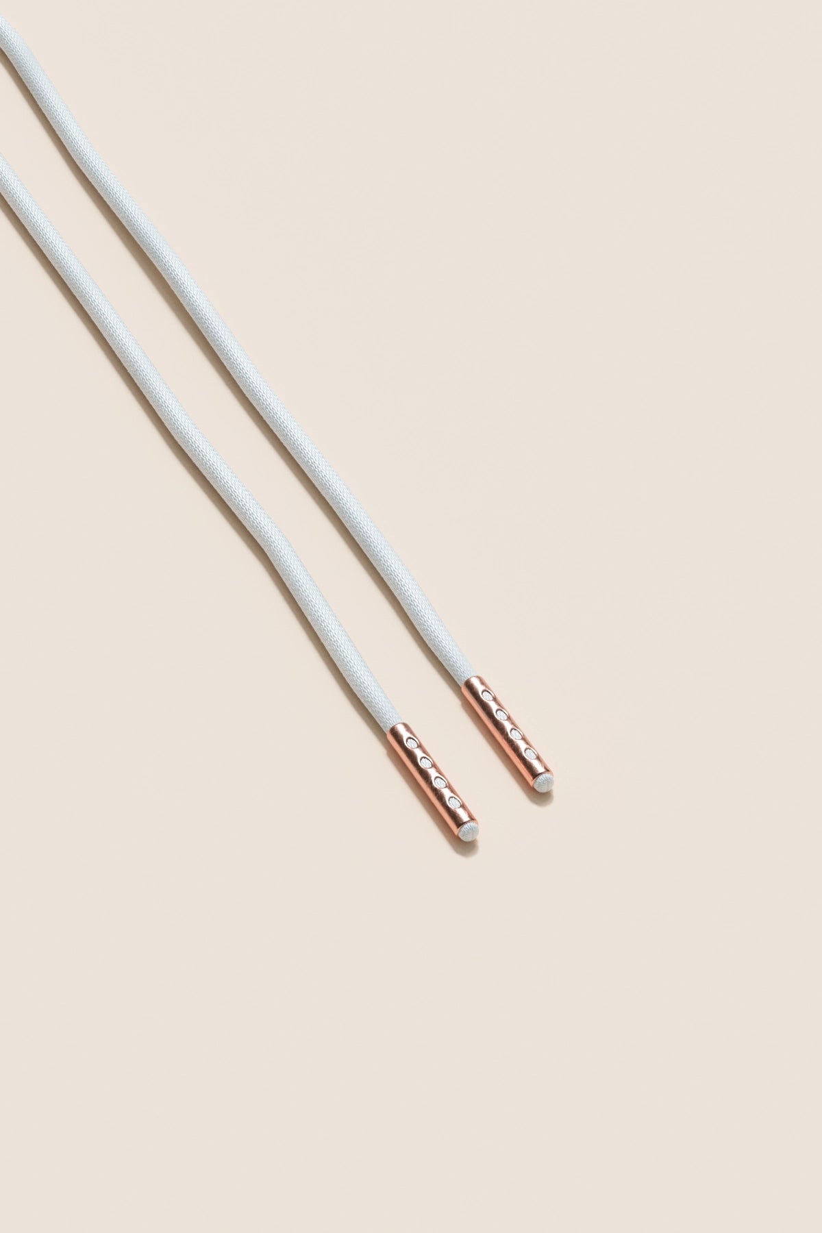 Senkels White 2.5mm Round Waxed Shoelaces with Rose Gold Aglets