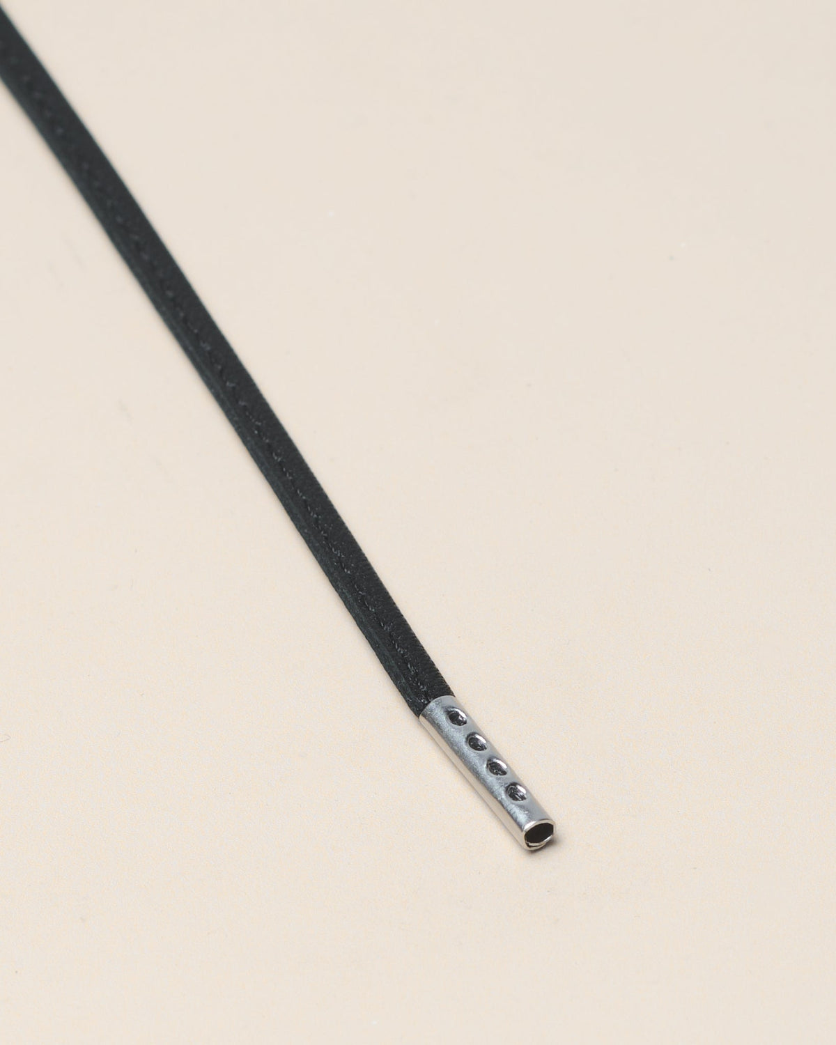 Black - 4mm Stitched Leather Shoelaces
