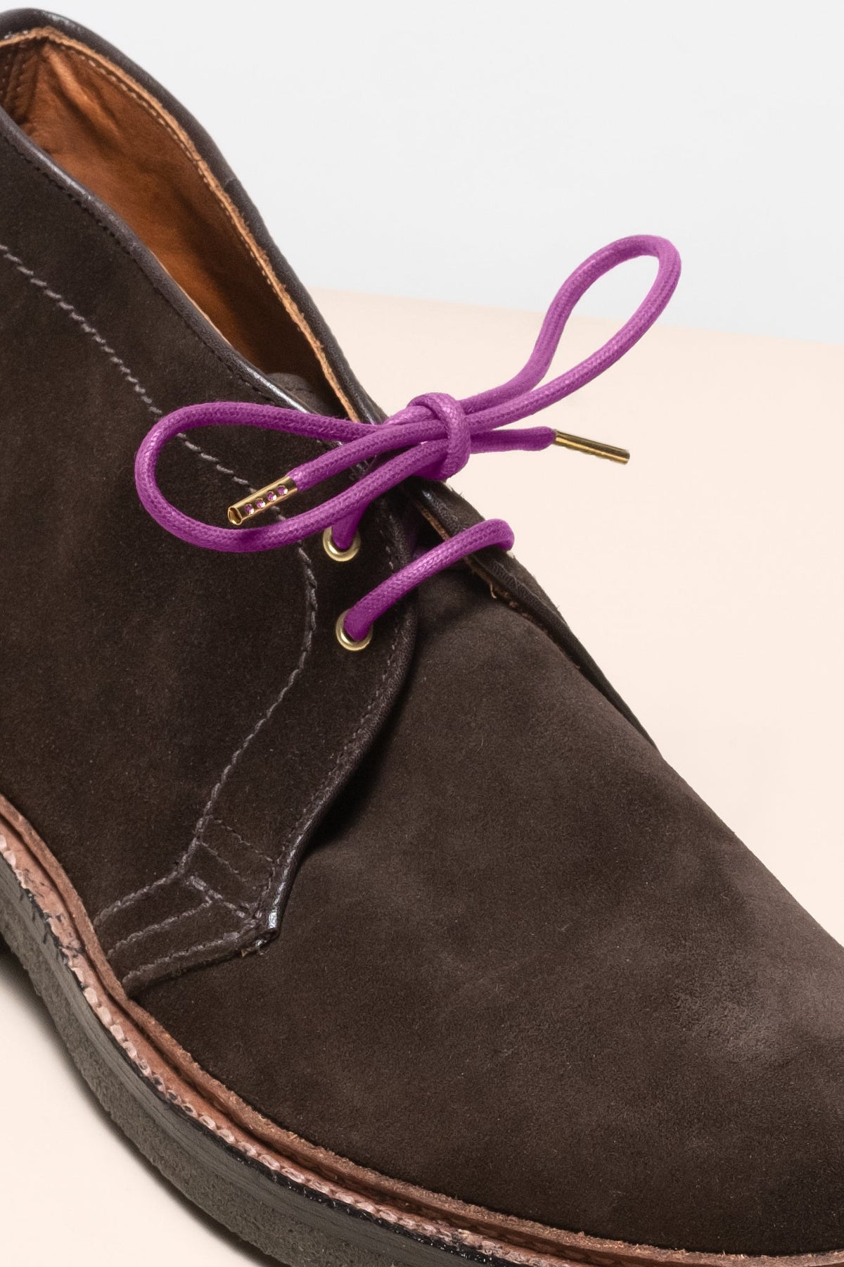 Plum - 4mm round waxed shoelaces for boots and shoes made from 100% organic cotton - Senkels