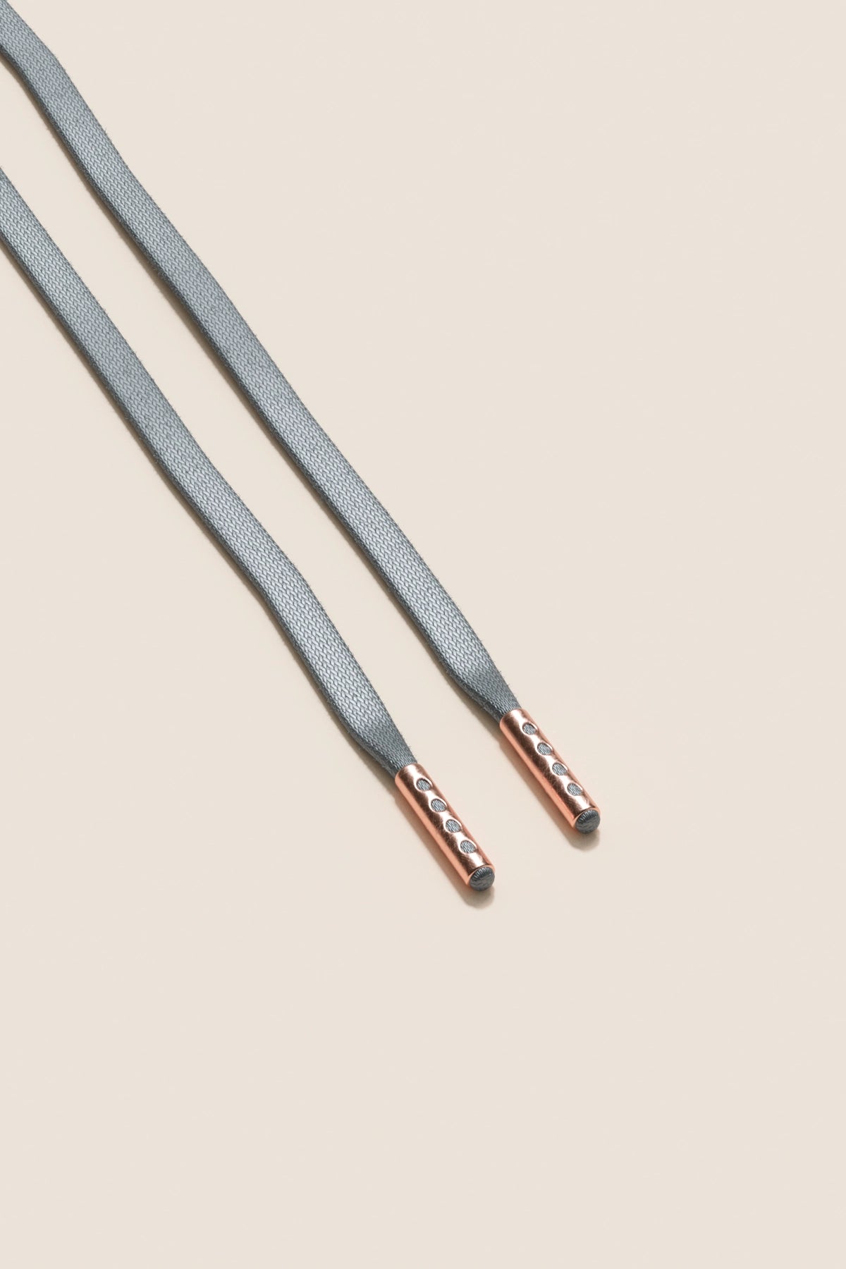 Senkels Aluminium Grey 3mm Flat Waxed Shoelaces with Rose Gold Aglets