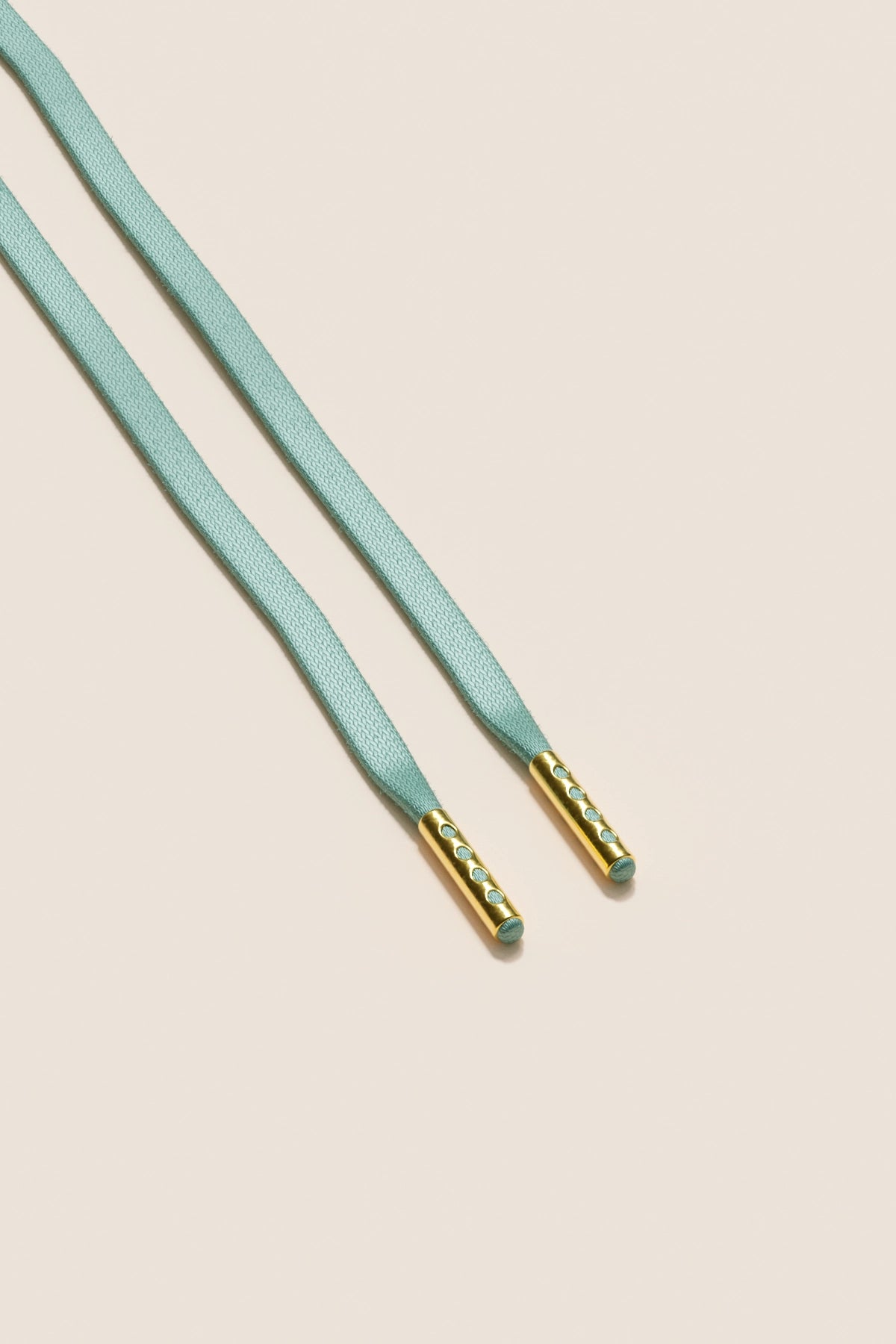 Senkels Mint Green 3mm Flat Waxed Shoelaces with Gold Aglets