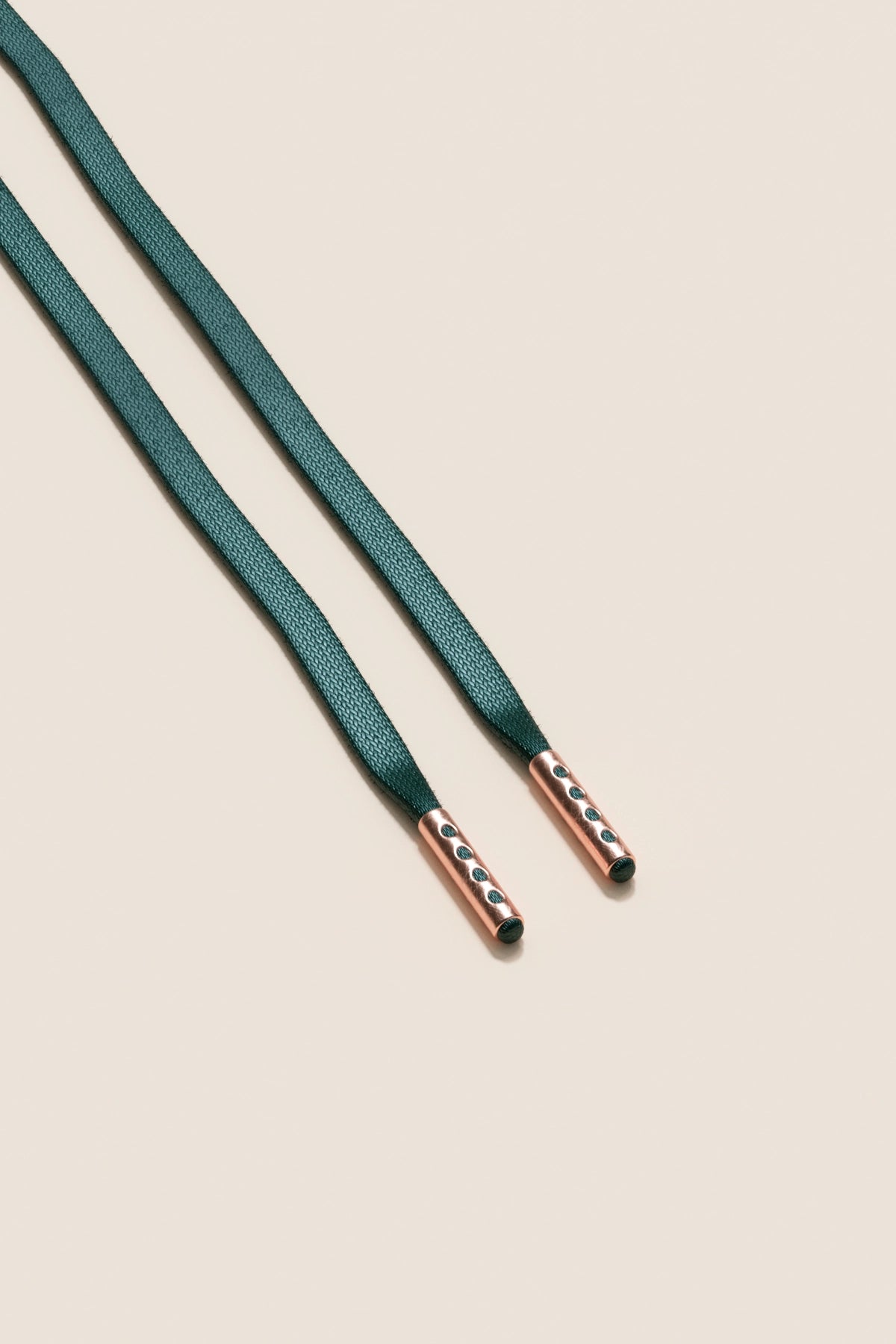 Senkels Pine Green 3mm Flat Waxed Shoelaces with Rose Gold Aglets